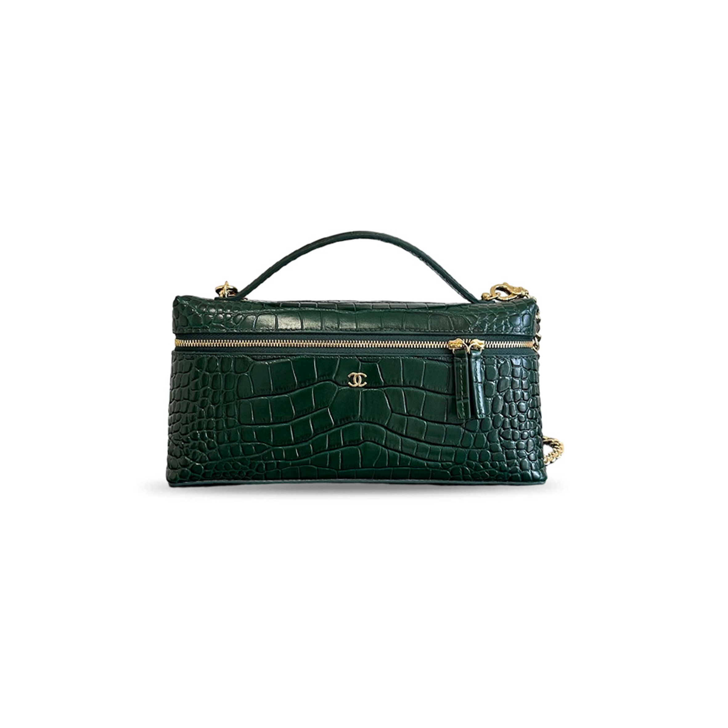 CHANEL CROCODILE EMBOSSED LEATHER VANITY BAG WITH CHAIN AP5438 (25*12*5cm)
